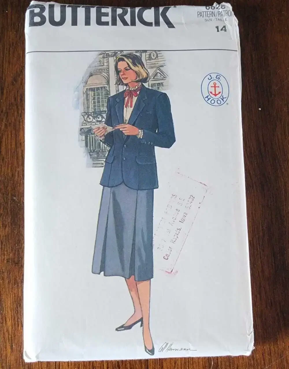 Vintage Butterick JG Hook Sewing Pattern 6828 Misses Jacket Skirt Blouse Size 14